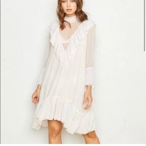 NWT We Are Hah/ Hot As Hell Heavy Necking Polka Dot Lace Ruffle Mini Dress, L